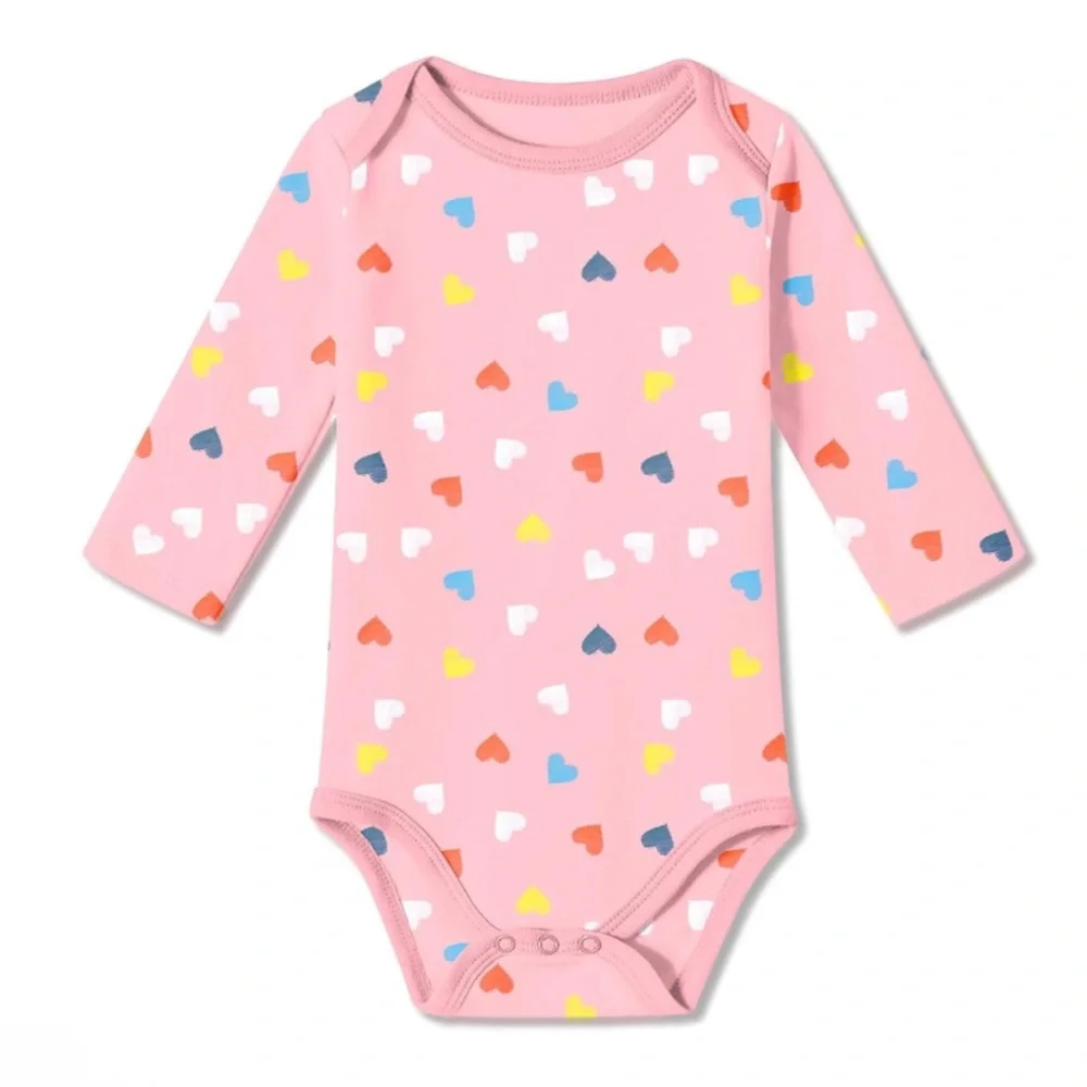 ⚡️ Pink Heart Print Long Sleeve Bodysuit Size 3-6m